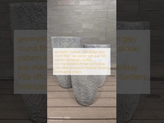 γεωμετρικός ραγισμένος - σαν σχέδιο γκρι στρογγυλός πήλινος φυτευτής ινών με μοτίβο μωσαϊκού ελαφρύς ανθεκτικός χαμηλής συντήρησης γλάστρα διακοσμητικό γραφείο βίλας διακοπών έργο κηπουρικής ταρατσών