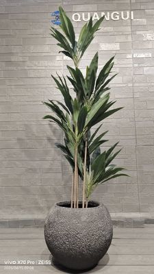 Αγορά Γκρι στρογγυλός φυτευτής από ινώδες πηλό με υφή και μοτίβο που μοιάζει με φυσικό βράχο online manufacture