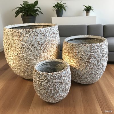 Αγορά Σχεδιαστικό πρότυπο φύλλου Monstera Γκρι στρογγυλό GRC Κουβέρτα Κήποι Κηπευτικών έργων online manufacture